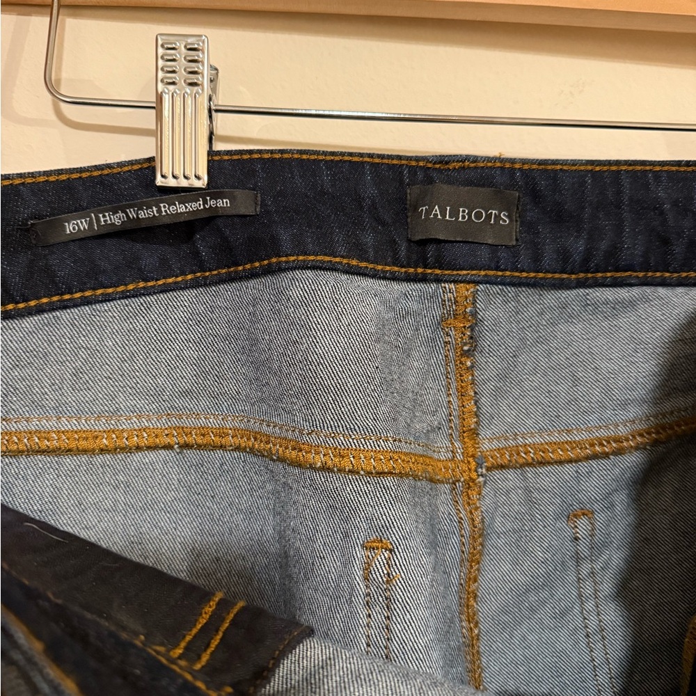 Talbots Dark Wash High Waisted Relaxed Straight Leg Jeans Size 16W - Picture 7 of 8
